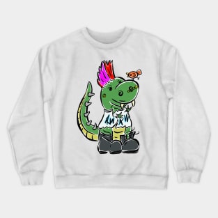 Punk Rocker Rock Tyrannosaurus Dinosaur Dino Cartoon Cute Character Crewneck Sweatshirt